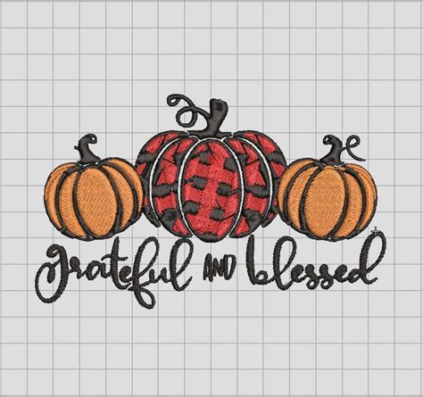 Thankful Grateful Blessed Embroidery Design Thankful Grateful Blessed