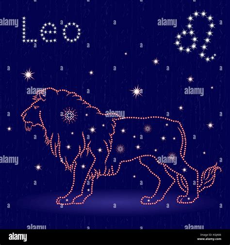 Segno Zodiacale Leone Sul Cielo Stellato Disegnati A Mano