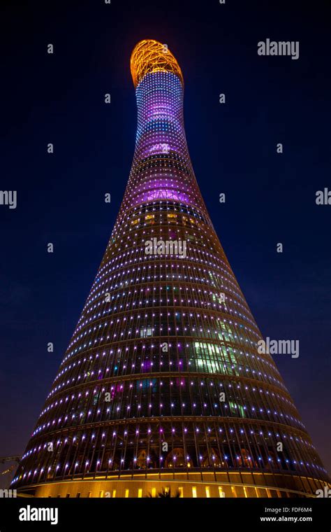 The Aspire Tower The Torch Doha Building Doha Qatar Stock Photo Alamy