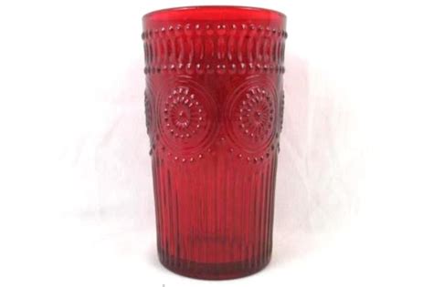 Set Of 4 Ruby Red Pioneer Woman Adeline Drink Glasses 16 Ounce Ebay
