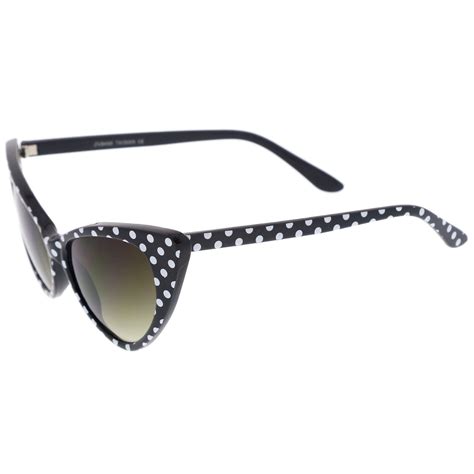Womens Retro Polka Dot Oversize Cat Eye Sunglasses 50mm Cat Eye