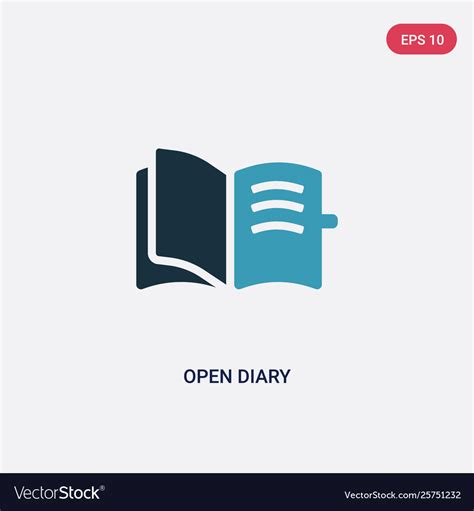 Two Color Open Diary Icon From User Interface Vector Image