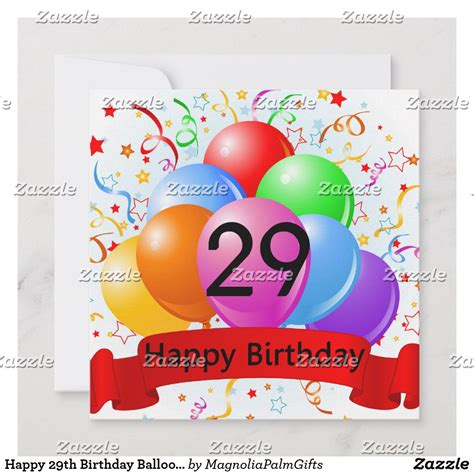 Happy 29th Birthday Balloons Banner Card Zazzle Happy Birthday