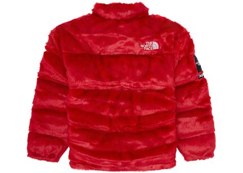 Supreme The North Face Faux Fur Nuptse Jacket Red Fw20