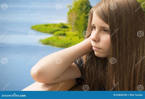 Portrait Of A Beautiful Dreaming Teenager Girl Stock Photo Image Of