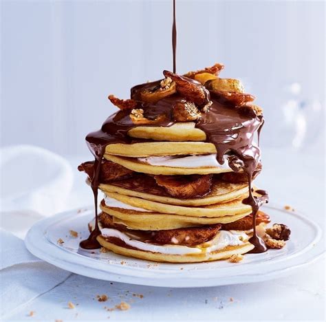 Pancakes With Caramelised Banana And Homemade Nutella Style Sauce