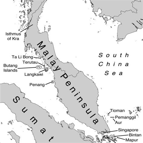 Map Of The Malay Peninsula Sumatra And Surrounding Islands Showing