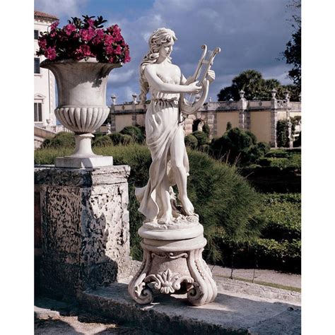 Classic Roman Musical Muse Strumming Harp Maiden Garden Sculpture Patio