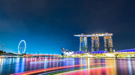 Marina Bay Sands Tower Singapore During Nighttime 4k Hd Travel