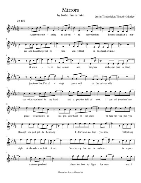 This instrumental was recorded by justin timberlake, and released 8 years ago on friday 15th of march 2013. Mirrors - Justin Timberlake Sheet music for Piano ...