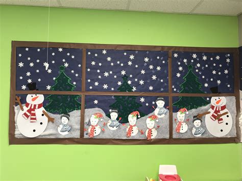 Window Of Winter And Class Of Toddlers As Little Snowmen Christmas
