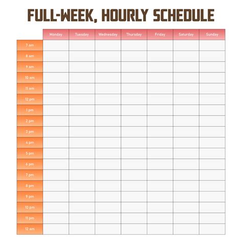 10 best weekly hourly calendar printable printableecom