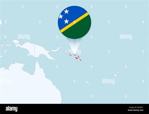 Oceania With Selected Solomon Islands Map And Solomon Islands Flag Icon