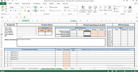 Project Status Report Excel Template Engineering Management