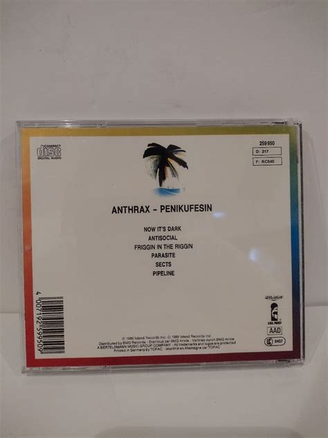 Anthrax Penikufesin Cd 1989 Very Good Condition Ebay
