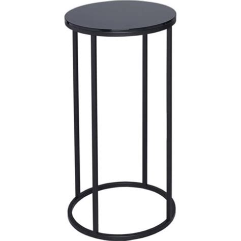 Buy Black Glass And Black Metal Circular Lamp Table From Fusion Living