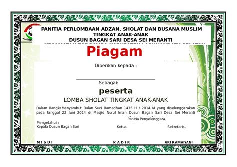 Download Piagam Penghargaan Siswa Berprestasi Doc Ruang Ilmu