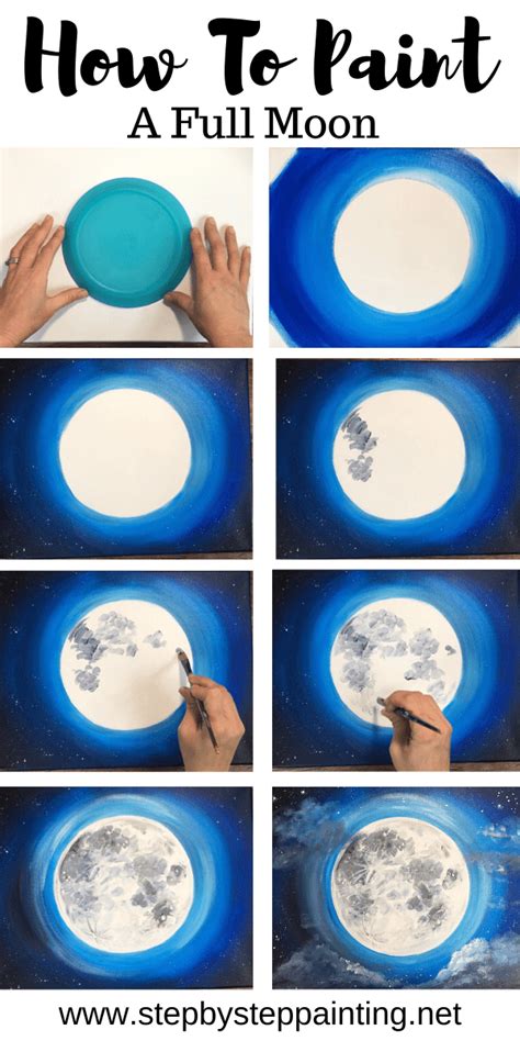 Learn how to paint clouds! Moon Painting - Step By Step Acrylic Painting Tutorial ...