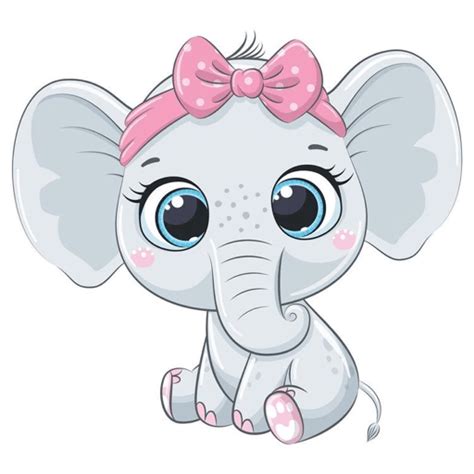 An Elephant With A Pink Bow On Its Head Is Sitting And Looking At The