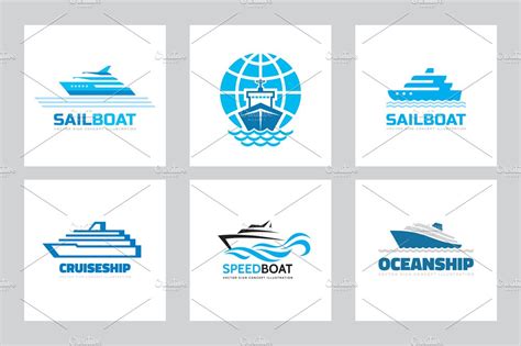 Spead Boat Ship Vector Logo Set Creative Logo Templates ~ Creative Market