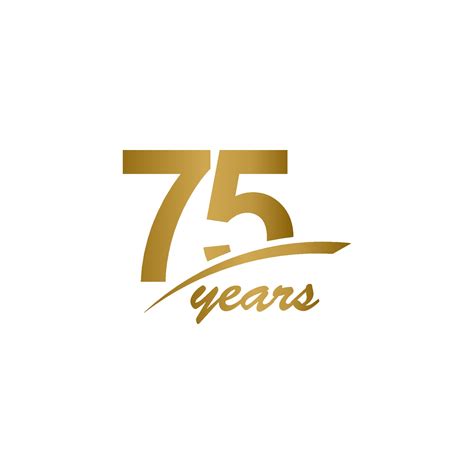 75 Years Anniversary Elegant Gold Line Celebration Vector Template