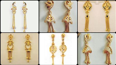 22k Gold Light Weight Long Chain Earrings Design Youtube