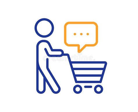 Buyer With Shopping Cart Line Icon Customer Think Bubble Sign Vector