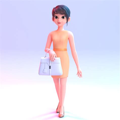 Artstation Amy Cartoon Girl Character 3d Model Blender