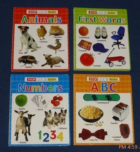 Stop Look Learn Set Of 4 1st Concepts Abc 123 Animals Words