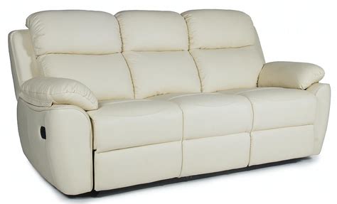 A piece of furniture similar to a couch or settee, an elegant sofa. Canapé de relaxation 3 places Manuel Cuir Beige Brak ...
