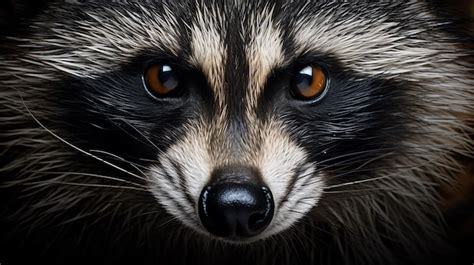 Premium Photo A Close Up Of A Raccoons Face