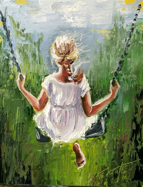 Summer Swing 24x30x17cm Original Oil Painting On Canvasready To