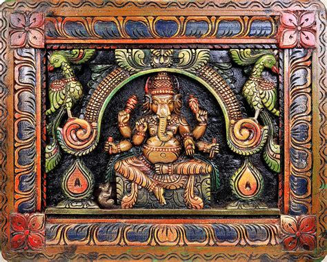 Lord Ganesha Wall Hanging Carved In Relief