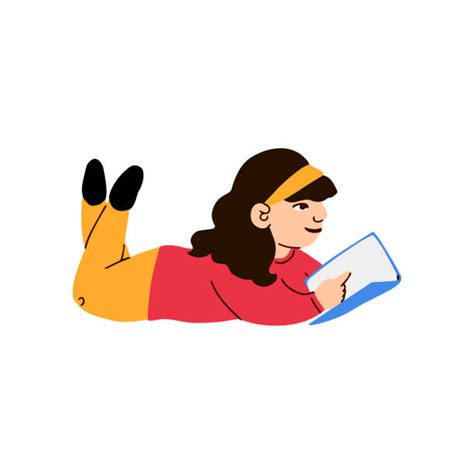 110 Beautiful Girl Lying Down And Reading A Book Illustrations