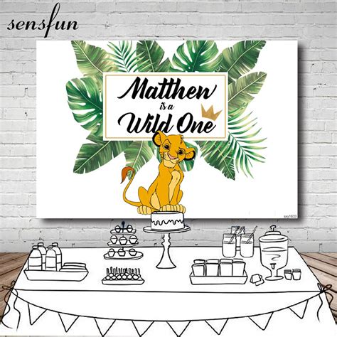 Sensfun Baby Lion King Backdrops Photo Studio White Green Tropical