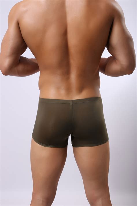 Men Sheer See Through Smooth Soft Boxer Briefs Trunks Underwear Ebay