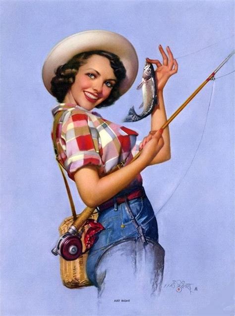 Girl Fly Fishing Pinup Paintings Digital Art Sports And Hobbies
