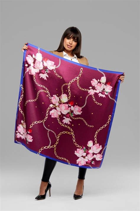 Large Red Silk Scarf Lotus Flowers Printed Silk Etsy Silk Scarf Design Floral Silk Scarf
