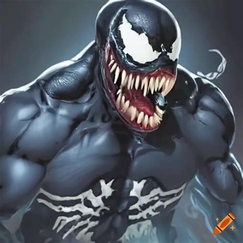 Marvels Iconic Character Venom In A Menacing Pose On Craiyon