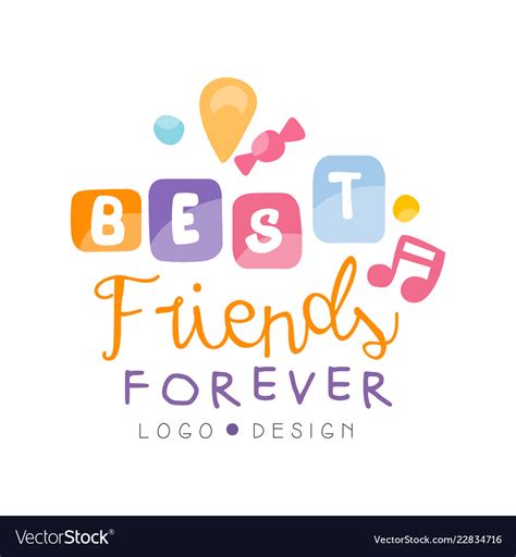 Best Friends Forever Logo Design Happy Friendship Vector Image