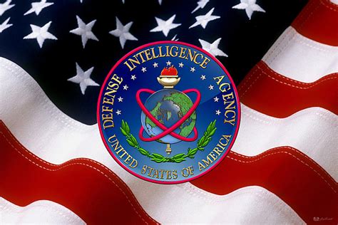 U S Defense Intelligence Agency D I A Emblem Over Flag Beach Towel