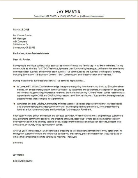 Maybe you would like to learn more about one of these? Barista Cover Letter Sample | Monster.com