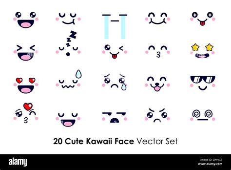 Cute Cartoon Of Kawaii Face Expressions With Chibi Style Vector Set