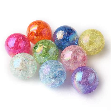 Newest 20mm Shiny Ab Effect Mixed Color Acrylic Crackle Beads Chunky