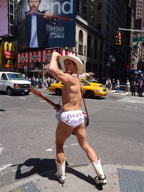 Times Square New York Naked Cowboy City Street One Person Real