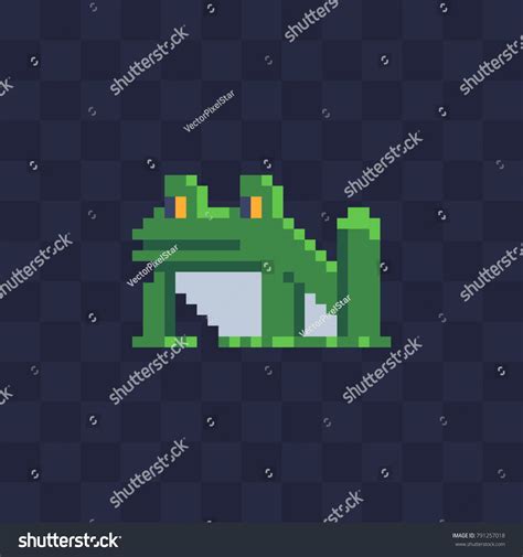 Frog Character Icon Pixel Art 8 Bit Sprite Sticker Design Isolated