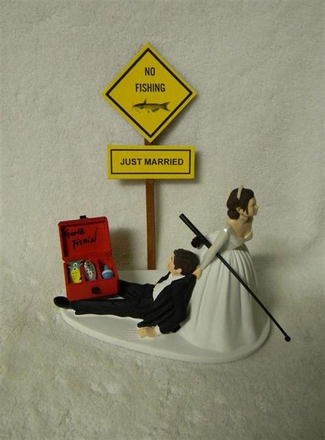 Wedding Just Married Fishing Cake Topper Tackle Box Pole Bride