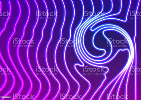 Neon Lines Background With Glowing 80s New Retro Vapor Wave Style Stock