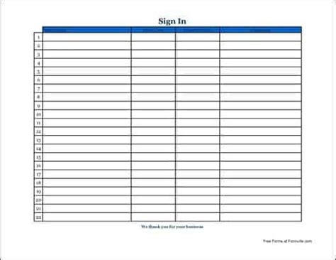 Printable parent contact log sheet 01. Sign In Sheet Templates - Word Excel Fomats