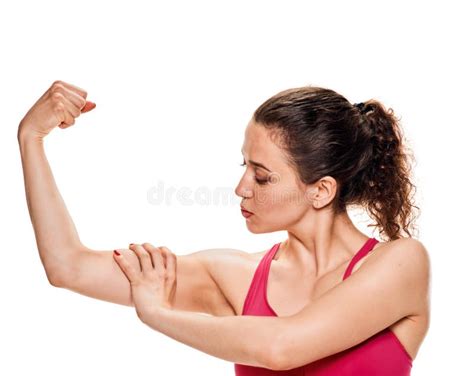 Fitness Woman Showiing Biceps Muscles Stock Image Image Of Beautiful